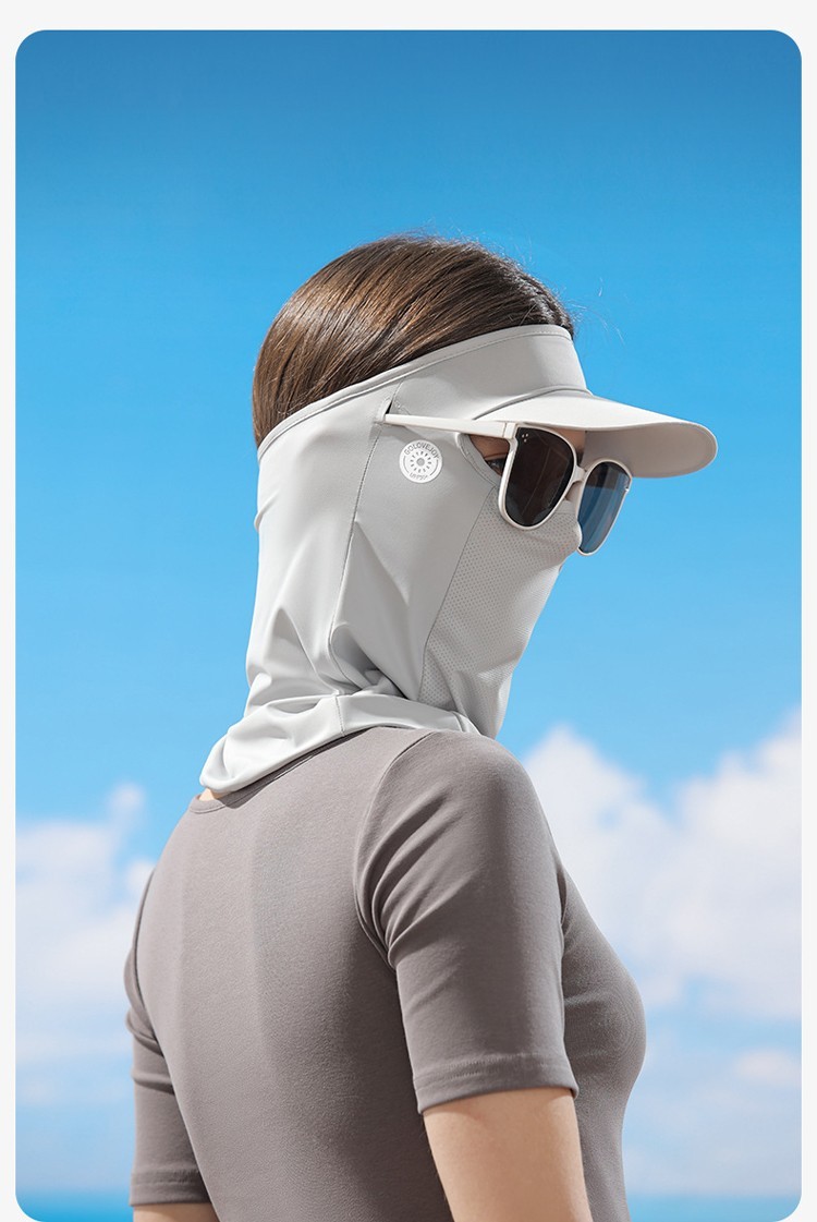 雀说 UPF50+ 全脸帽网孔透气防晒面罩 XTJ108 · 北极灰 夏日防晒新风尚